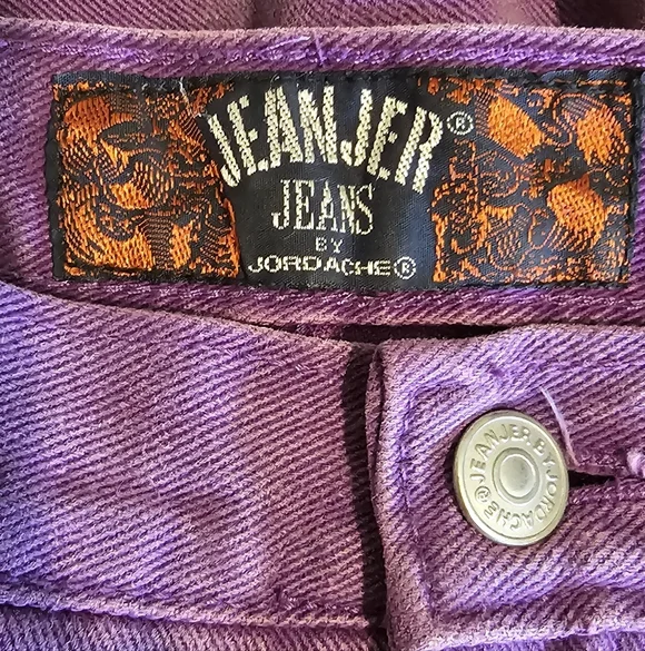 Vintage 90's Jordache Jeanjer Purple Embroidered Jeans 11/12 100% Cotton - Picture 5 of 6